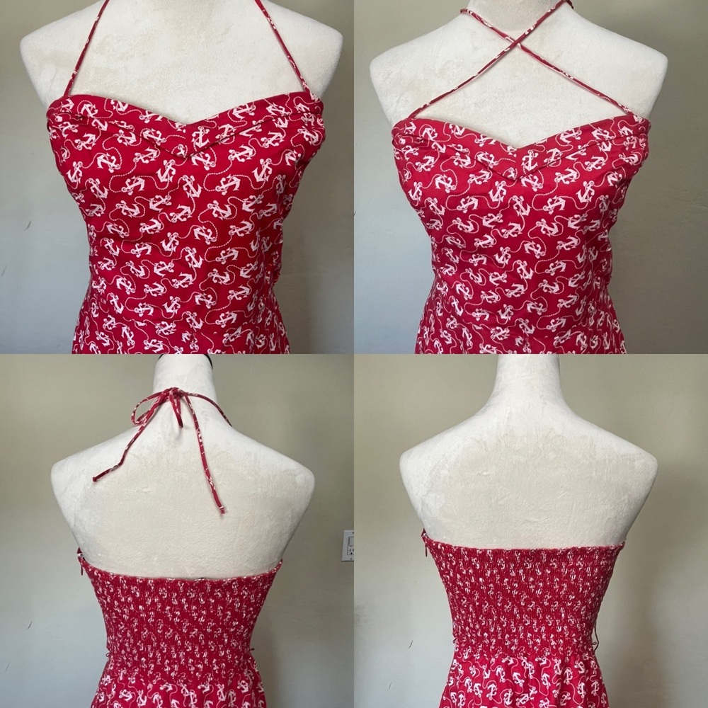 Ahoy! ⚓️❤️ Vintage Betsey Johnson nautical cotton halter dress